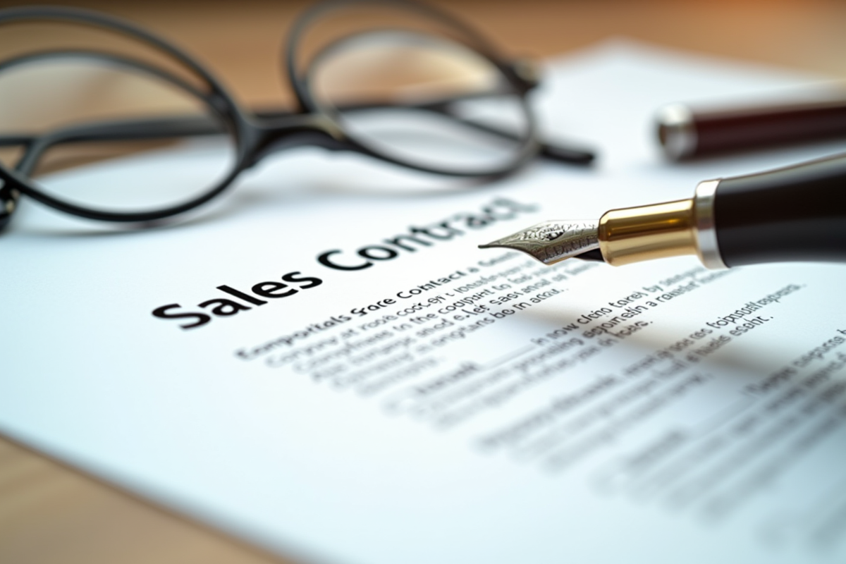 Zoom sur un contrat avec clauses importantes et stylo