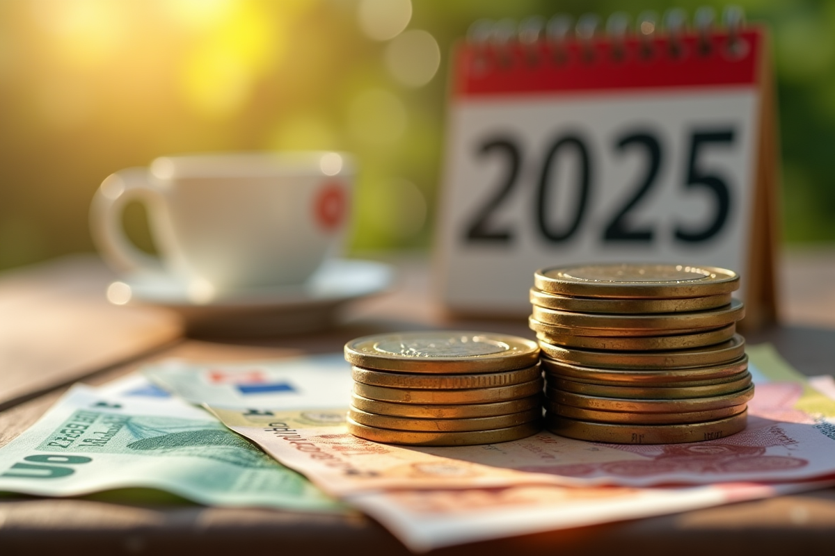 Pièces et billets d euro belges sur bois avec calendrier 2025