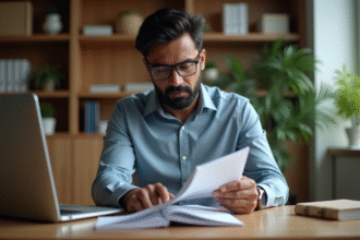 Homme indien d affaires travaillant à son bureau