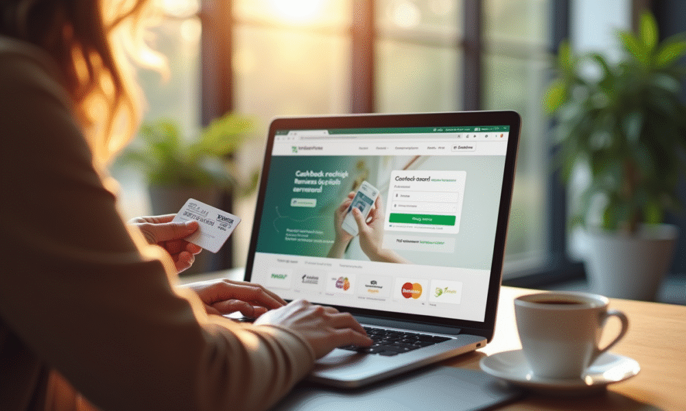 Personne utilisant un ordinateur pour le cashback à la maison