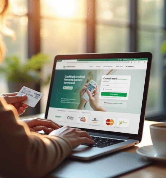 Personne utilisant un ordinateur pour le cashback à la maison