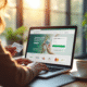 Personne utilisant un ordinateur pour le cashback à la maison