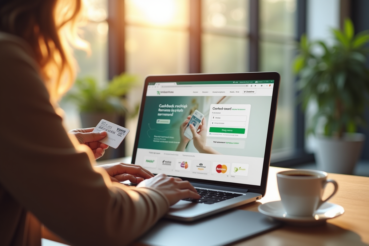 Personne utilisant un ordinateur pour le cashback à la maison